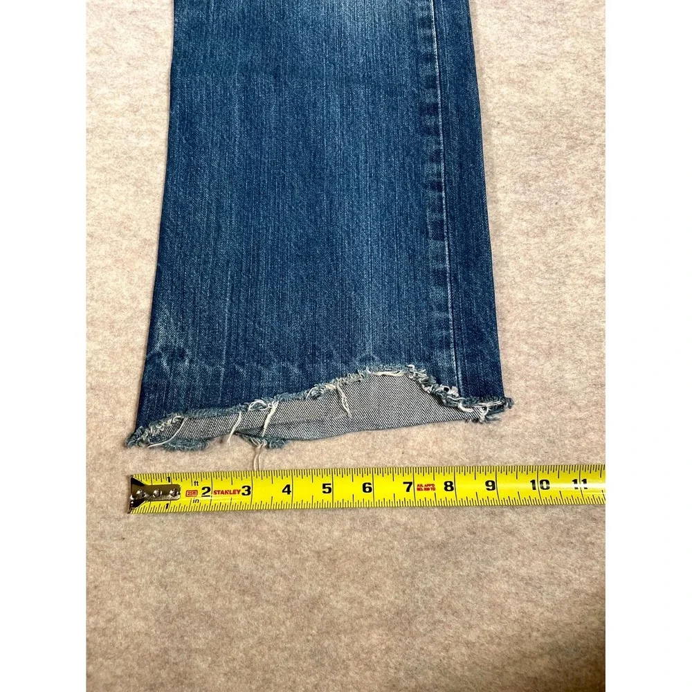 Levis 501 Original Fit‎ Straight Jeans Mens 36x34 Blue Denim Cotton Frayed Hem